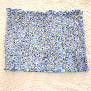 Smocked blue floral tube top
